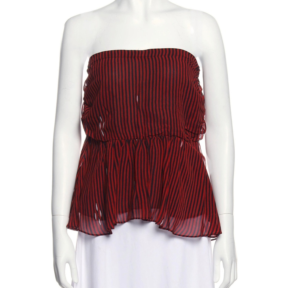 Striped strapless blouse